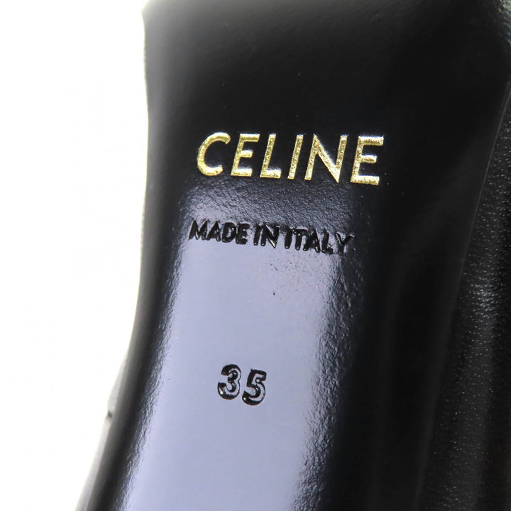 未使用品△CELINE セリーヌ 790810 メタルトゥ レザー パンプス ブラック シルバー 35 保存袋付き イタリア製 レディース オススメ◎