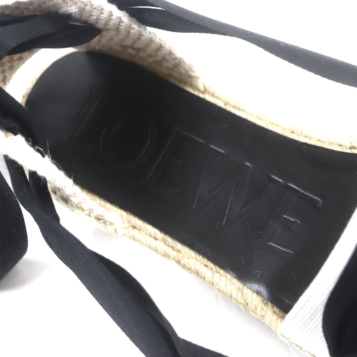 未使用品▼LOEWE ロエベ 731911 エスパドリーユ レースアップシューズ サンダル ベージュ ブラック 43 箱・保存袋付き スペイン製 メンズ