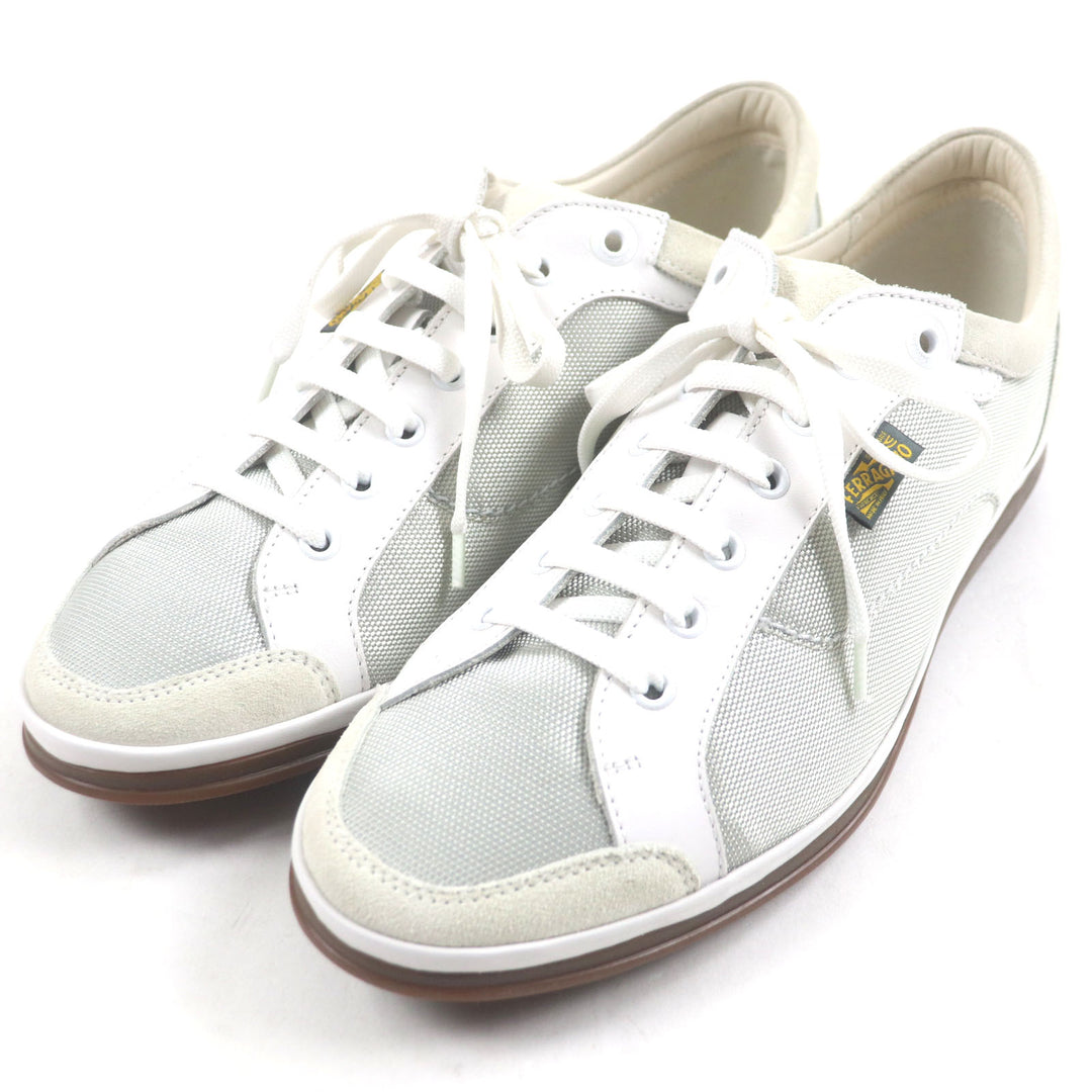 極美品▼Salvatore Ferragamo サルヴァトーレフェラガモ レザー切替 ローカットスニーカー グレー 8 箱・保存袋付き イタリア製 メンズ