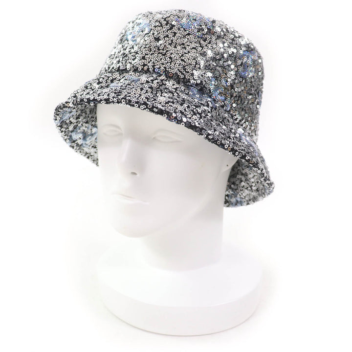 未使用品★CHANEL シャネル 24C スパンコール ココマーク バケット 帽子 シルバー M イタリア製 正規品 レディース
