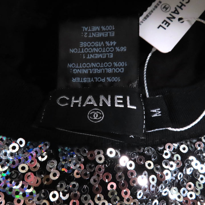 未使用品★CHANEL シャネル 24C スパンコール ココマーク バケット 帽子 シルバー M イタリア製 正規品 レディース
