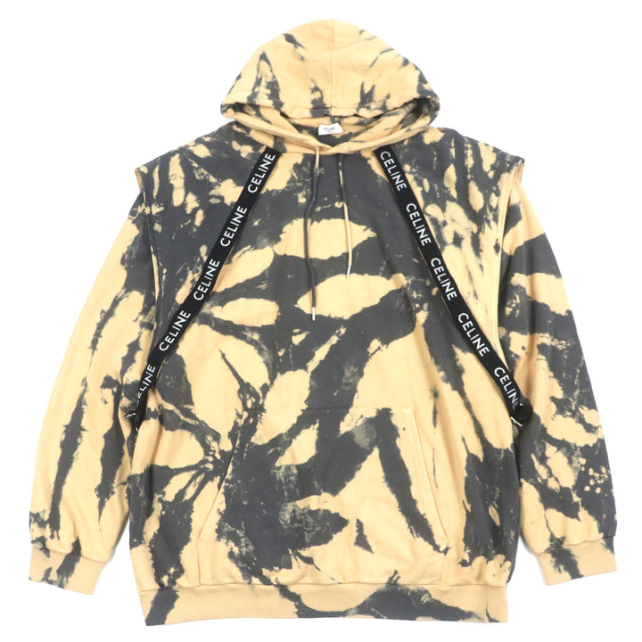 美品▼CELINE セリーヌ 2Y85A333U レイヤードデザイン タイダイ プルオーバー フーディー パーカー オレンジ ブラック XL 正規品　メンズ