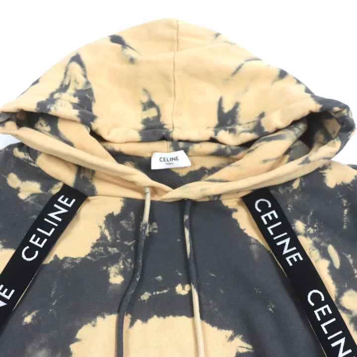 美品▼CELINE セリーヌ 2Y85A333U レイヤードデザイン タイダイ プルオーバー フーディー パーカー オレンジ ブラック XL 正規品　メンズ