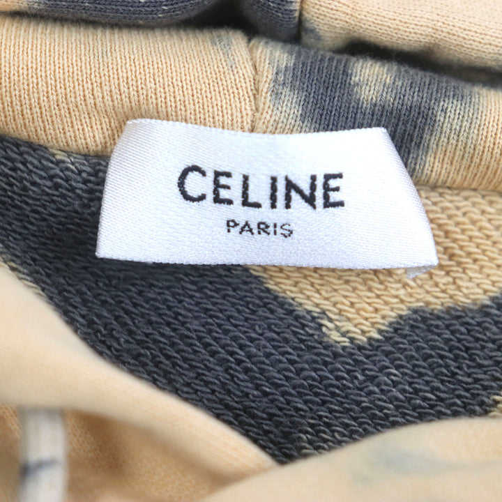 美品▼CELINE セリーヌ 2Y85A333U レイヤードデザイン タイダイ プルオーバー フーディー パーカー オレンジ ブラック XL 正規品　メンズ