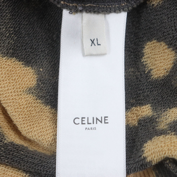美品▼CELINE セリーヌ 2Y85A333U レイヤードデザイン タイダイ プルオーバー フーディー パーカー オレンジ ブラック XL 正規品　メンズ