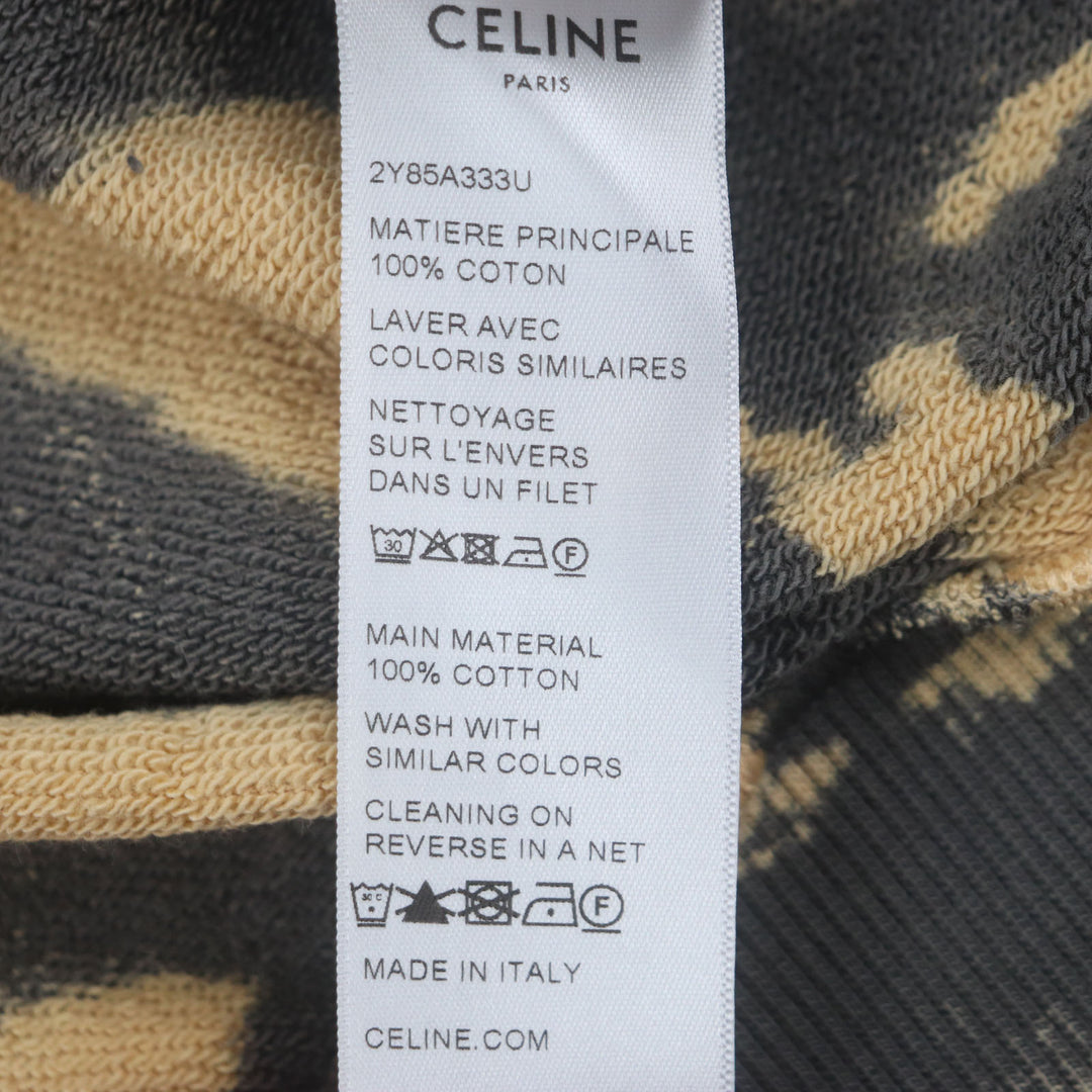 美品▼CELINE セリーヌ 2Y85A333U レイヤードデザイン タイダイ プルオーバー フーディー パーカー オレンジ ブラック XL 正規品　メンズ