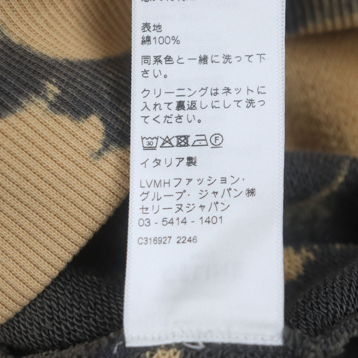 美品▼CELINE セリーヌ 2Y85A333U レイヤードデザイン タイダイ プルオーバー フーディー パーカー オレンジ ブラック XL 正規品　メンズ
