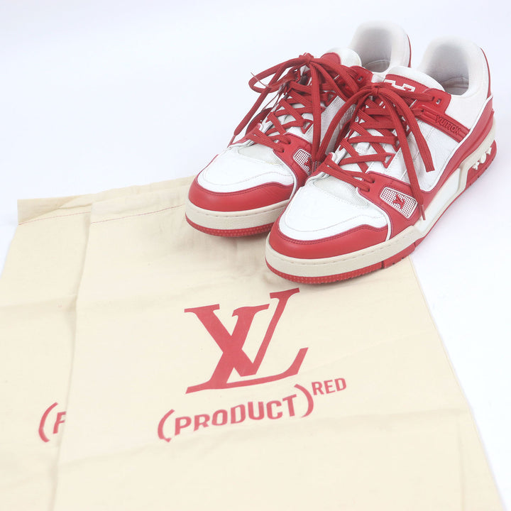 美品□LOUIS VUITTON ルイヴィトン U2 ボノ 2021年製 1A8PJW LV トレイナーライン レザー ローカットスニーカー レッド 7 イタリア製