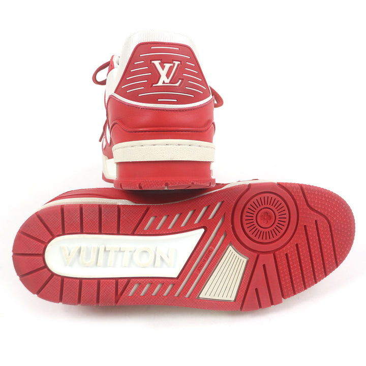 美品□LOUIS VUITTON ルイヴィトン U2 ボノ 2021年製 1A8PJW LV トレイナーライン レザー ローカットスニーカー レッド 7 イタリア製