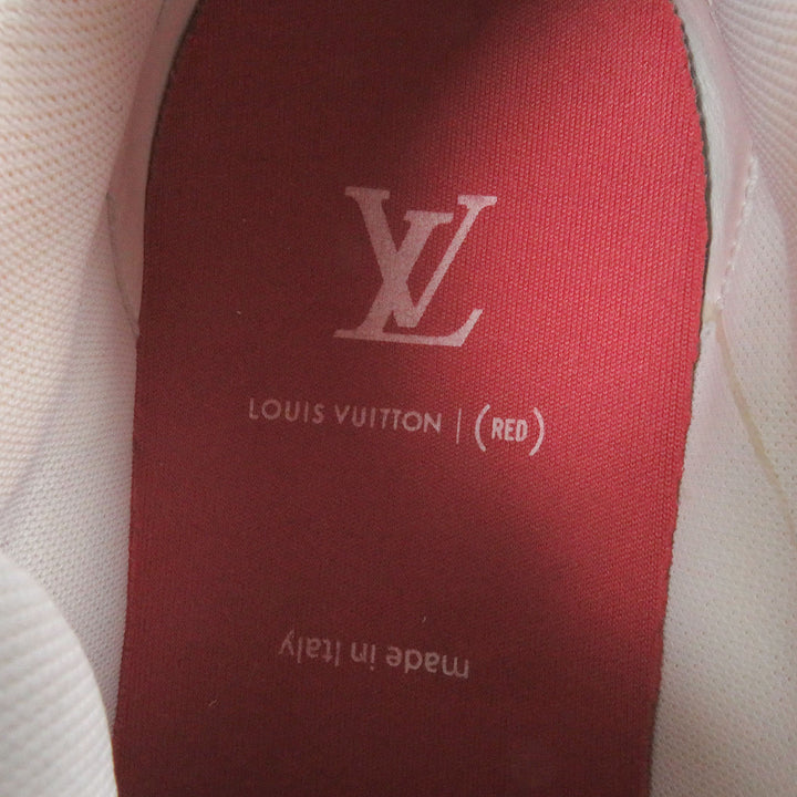 美品□LOUIS VUITTON ルイヴィトン U2 ボノ 2021年製 1A8PJW LV トレイナーライン レザー ローカットスニーカー レッド 7 イタリア製
