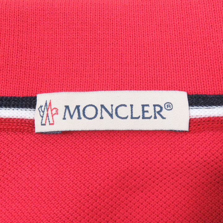 未使用品□MONCLER モンクレール MAGLIA POLO MANICACORTA ロゴワッペン付き ショートスリーブ 半袖ポロシャツ レッド S 正規品 メンズ