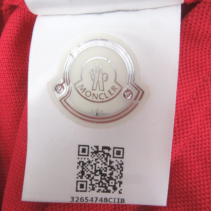 未使用品□MONCLER モンクレール MAGLIA POLO MANICACORTA ロゴワッペン付き ショートスリーブ 半袖ポロシャツ レッド S 正規品 メンズ