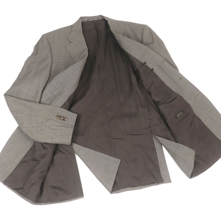 極美品□Corneliani コルネリアーニ 総柄 Super130s バージンウール100％ シングルスーツ セットアップ ブラウン 52 イタリア製 メンズ