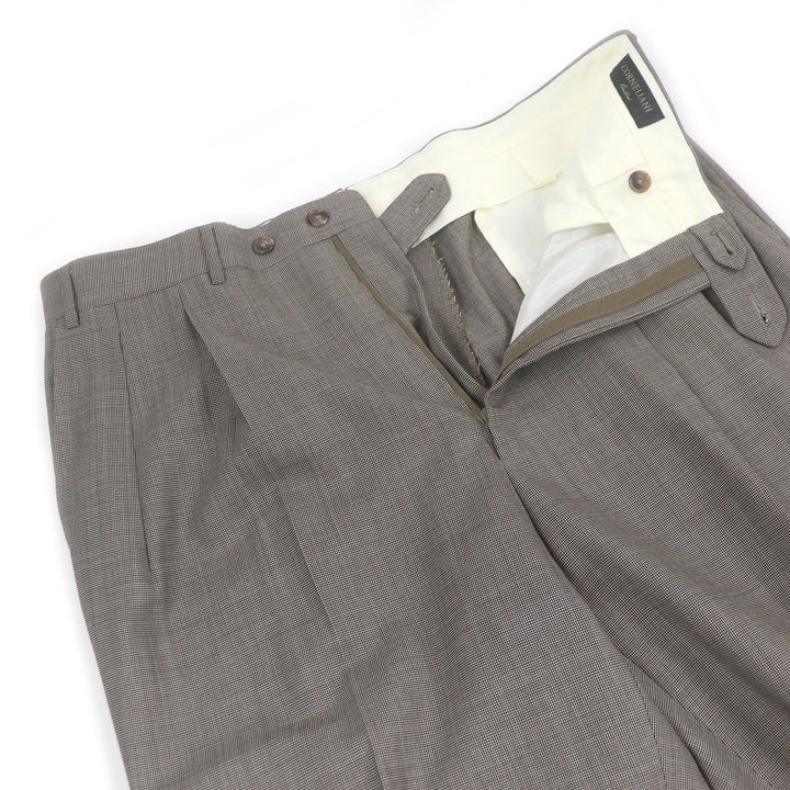 極美品□Corneliani コルネリアーニ 総柄 Super130s バージンウール100％ シングルスーツ セットアップ ブラウン 52 イタリア製 メンズ