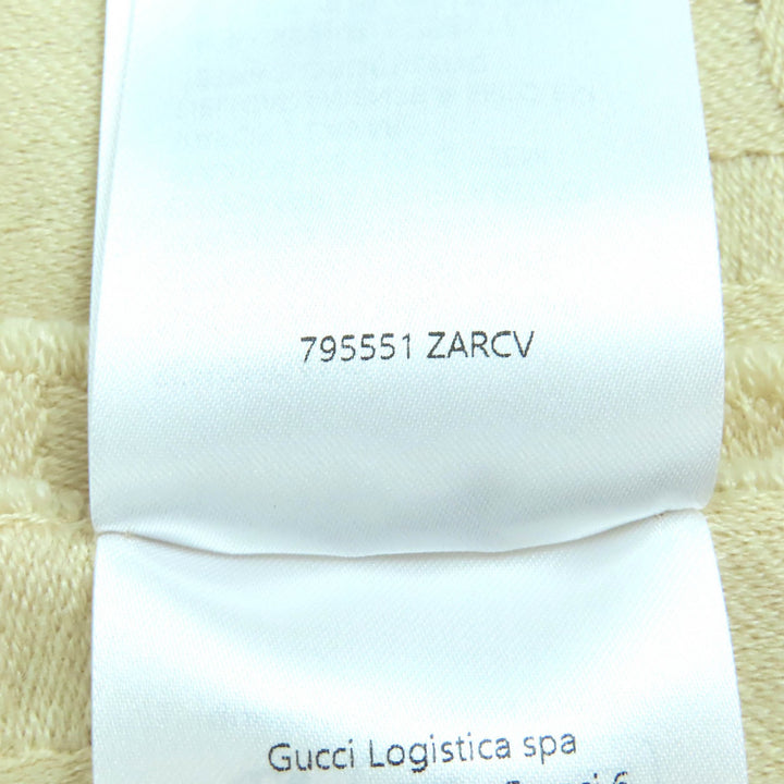 極美品△GUCCI グッチ 795551 ウール シルク GGジャガード フリンジ 大判 ショール ブランケット ライトベージュ 正規品 定価162800円