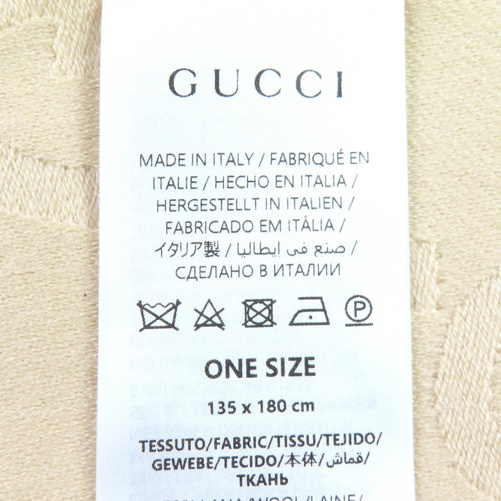 極美品△GUCCI グッチ 795551 ウール シルク GGジャガード フリンジ 大判 ショール ブランケット ライトベージュ 正規品 定価162800円