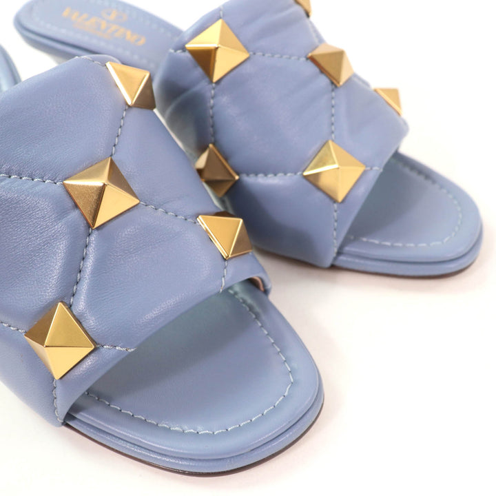 未使用品☆Valentino Garavani ヴァレンティノガラヴァーニ WW2S0BK3 ロックスタッズ レザー サンダル ブルー系 ゴールド金具 36