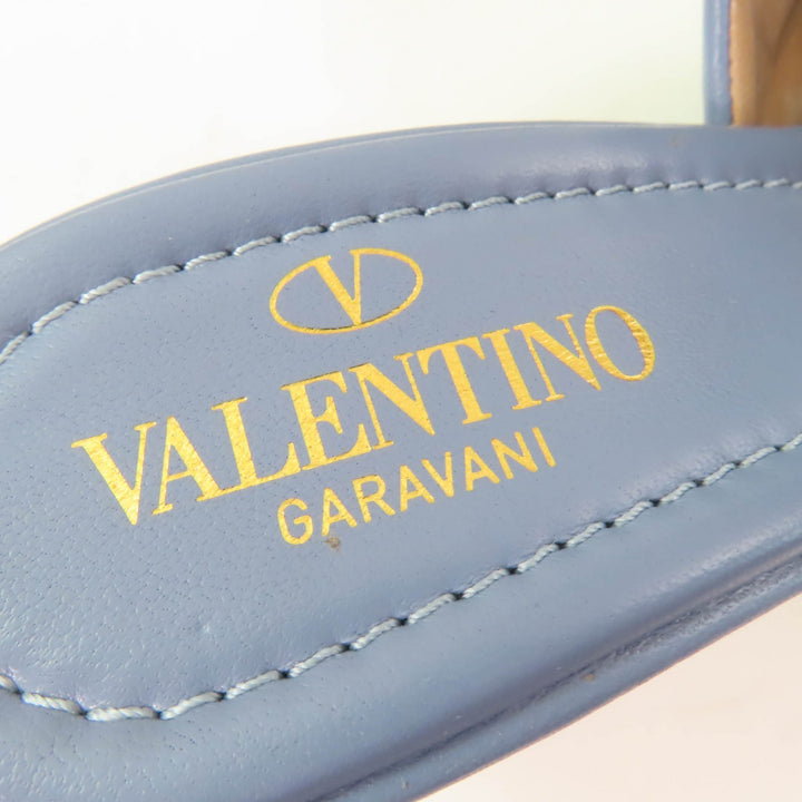 未使用品☆Valentino Garavani ヴァレンティノガラヴァーニ WW2S0BK3 ロックスタッズ レザー サンダル ブルー系 ゴールド金具 36