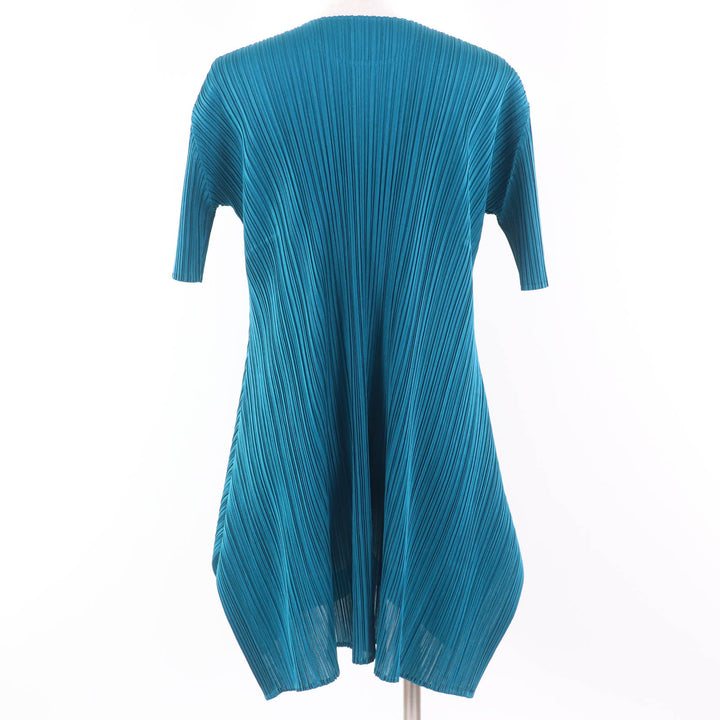 極美品☆PLEATS PLEASE プリーツプリーズ イッセイミヤケ PP73-JT143 変形デザイン 半袖 ワンピース ブルー系 3 正規品 レディース