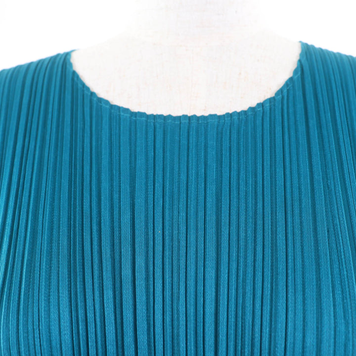 極美品☆PLEATS PLEASE プリーツプリーズ イッセイミヤケ PP73-JT143 変形デザイン 半袖 ワンピース ブルー系 3 正規品 レディース
