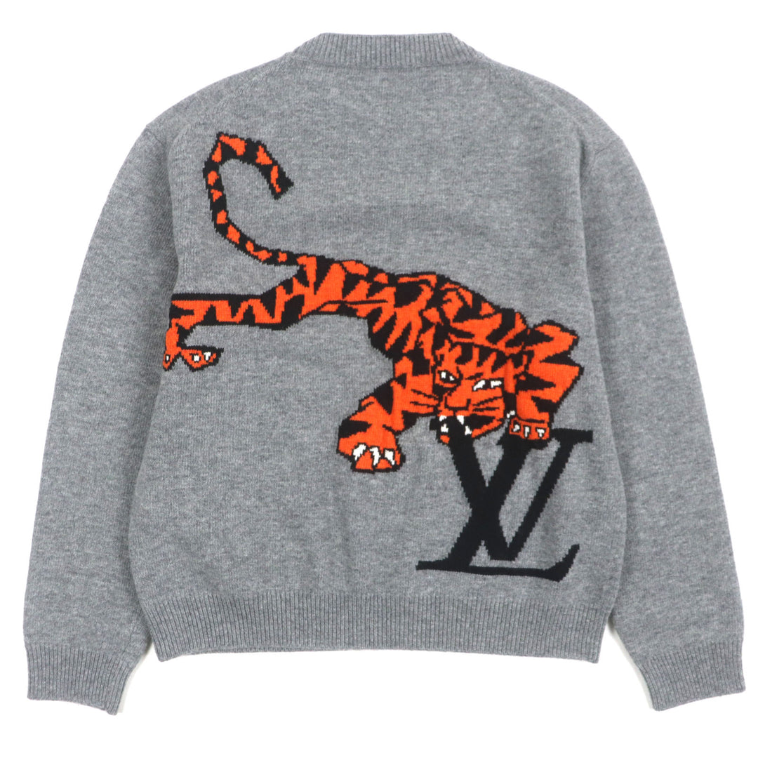 美品▼LOUIS VUITTON ルイヴィトン 22SS タイガーインタルシア ウール100% Amen Break クルーネック ニットセーター S 正規品 メンズ