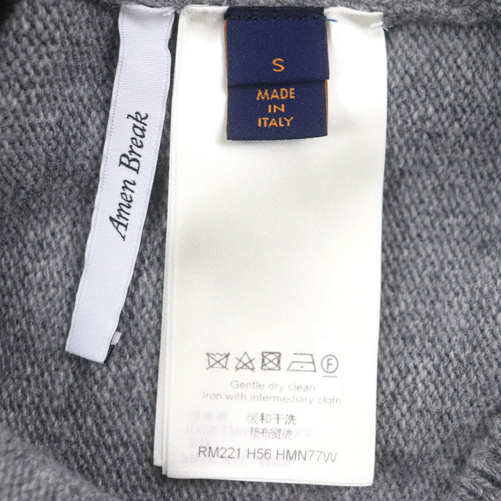 美品▼LOUIS VUITTON ルイヴィトン 22SS タイガーインタルシア ウール100% Amen Break クルーネック ニットセーター S 正規品 メンズ