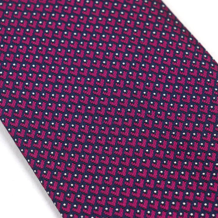 未使用品○HERMES エルメス 659122T CRAVATE クラヴァット シルク100% 総柄 ハート刺繍 裏地Hロゴ ネクタイ パープル系 箱付き メンズ