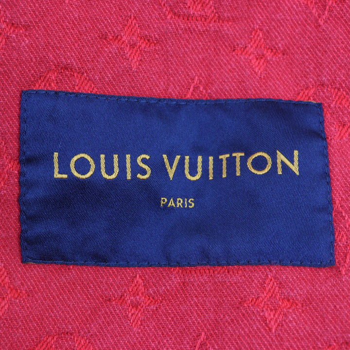 美品○LOUIS VUITTON ルイヴィトン 19AW 1A5PDR モノグラム スタンドカラー ジップアップ ソフトデニムジャケット 52 正規品 メンズ
