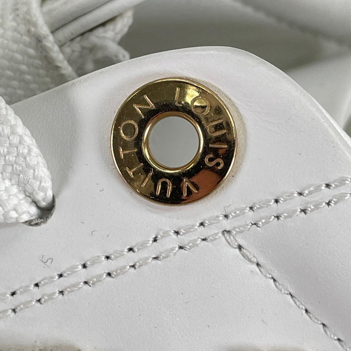 美品▲LOUIS VUITTON ルイヴィトン タイムアウトライン LV ラインストーン装飾 レザー スニーカー ホワイト 36 イタリア製 レディース