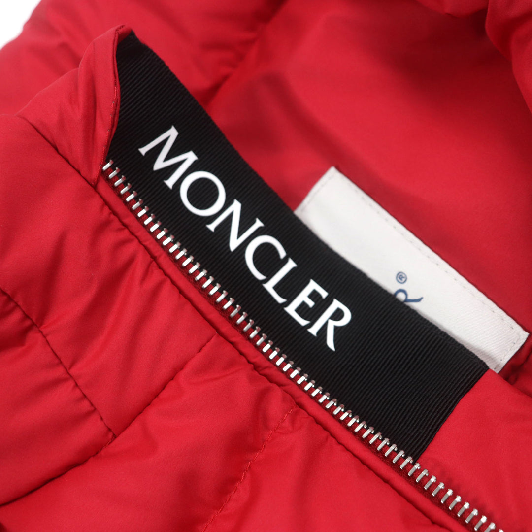 極美品▼MONCLER モンクレール 2022年製 ALBYT アルビート ワッペン付き フード入り WZIPUP ダウンベスト レッド 2 正規品 メンズ