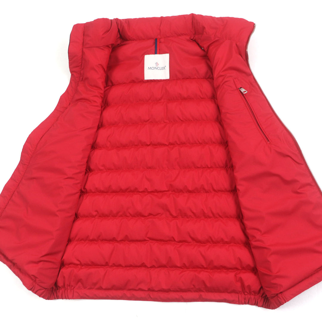 極美品▼MONCLER モンクレール 2022年製 ALBYT アルビート ワッペン付き フード入り WZIPUP ダウンベスト レッド 2 正規品 メンズ