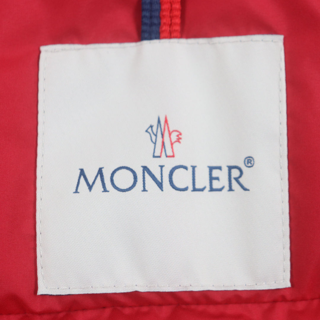 極美品▼MONCLER モンクレール 2022年製 ALBYT アルビート ワッペン付き フード入り WZIPUP ダウンベスト レッド 2 正規品 メンズ