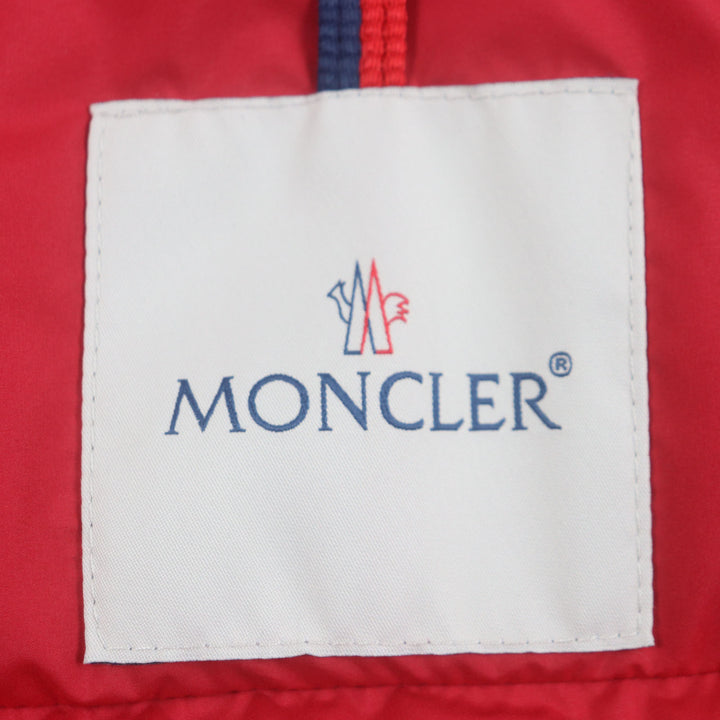 極美品▼MONCLER モンクレール 2022年製 ALBYT アルビート ワッペン付き フード入り WZIPUP ダウンベスト レッド 2 正規品 メンズ