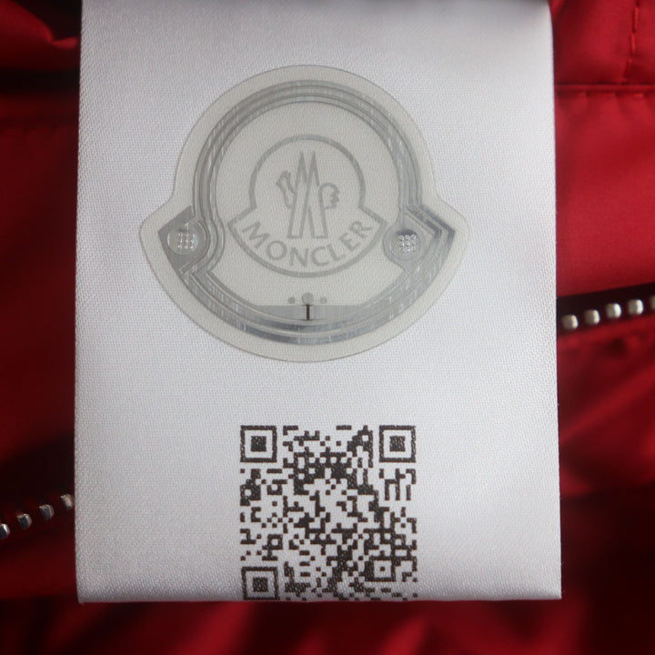 極美品▼MONCLER モンクレール 2022年製 ALBYT アルビート ワッペン付き フード入り WZIPUP ダウンベスト レッド 2 正規品 メンズ