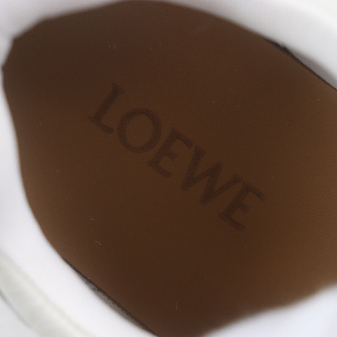 極美品▼LOEWE ロエベ 592301 デコンストラクテッド レザー アナグラムロゴ スニーカー ホワイト ライトブルー 40 保存袋付き メンズ