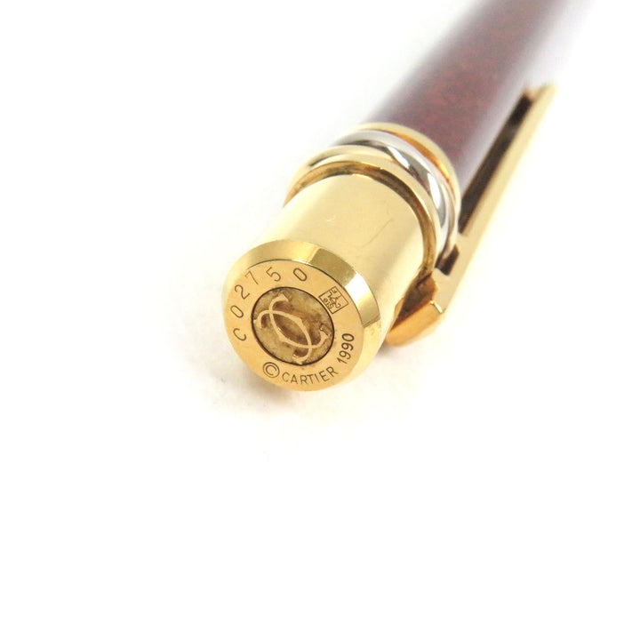 美品□Cartier カルティエ トリニティ ドゥ カルティエ ツイスト式 ボールペン ボルドー ゴールド フランス製 メンズ 筆記確認済み