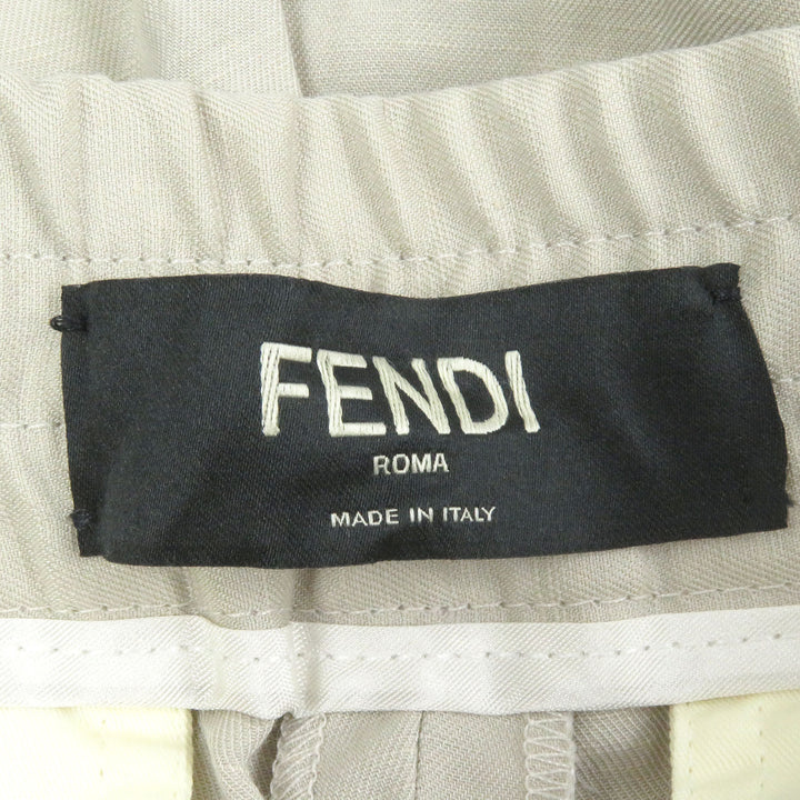極美品□FENDI フェンディ 2021年製 FB0779 リネン混 ロゴエンブロイダリー 刺繍 ショートパンツ キナリ 50 イタリア製 正規品 メンズ