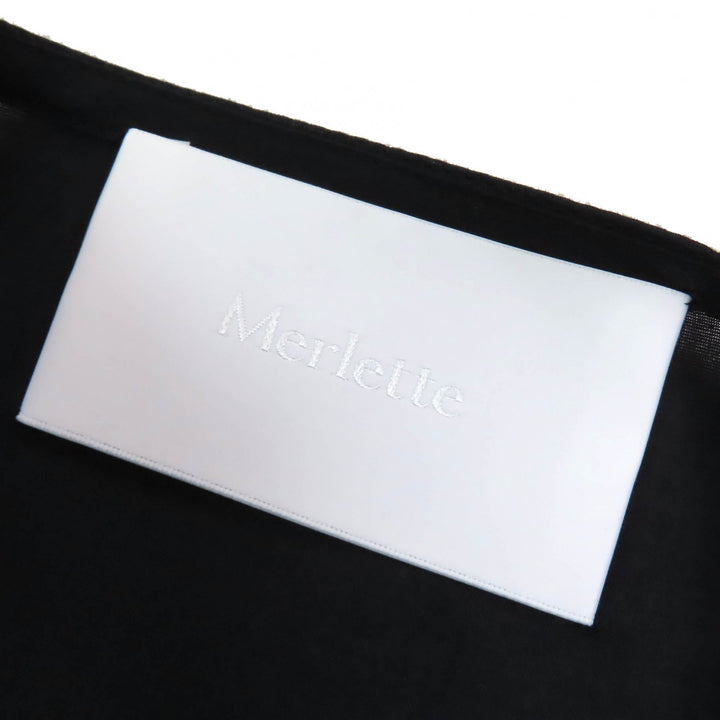 極美△Merlette マーレット 23SS 3710300474 コットン100％ フラワービーズ クルーネック 長袖 ワンピース ブラック M 正規品 レディース