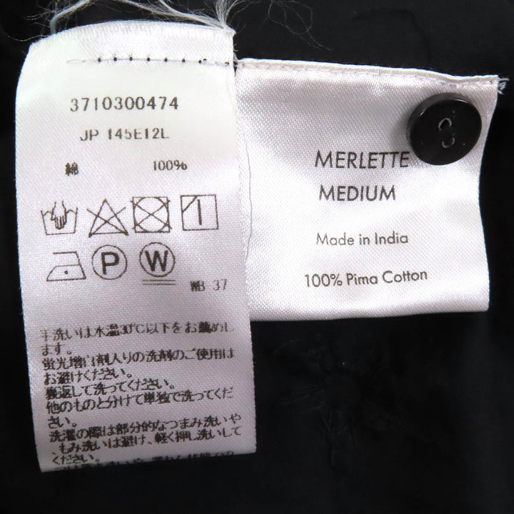 極美△Merlette マーレット 23SS 3710300474 コットン100％ フラワービーズ クルーネック 長袖 ワンピース ブラック M 正規品 レディース
