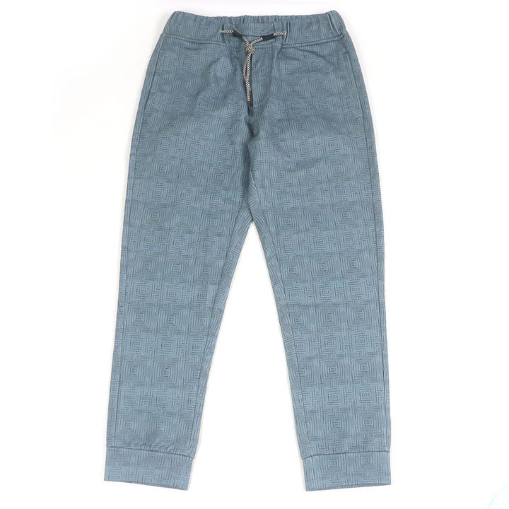 極美品□EMPORIO ARMANI エンポリオ アルマーニ 2019年製 黒タグ 総柄 ジョガーパンツ イージーパンツ ブルーグレー S 正規品 メンズ
