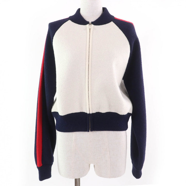 極美品☆Christian Dior クリスチャンディオール 144V50AM350 JA DIOR PARIS クロップド丈 ボンバージャケット ネイビー 44 正規品