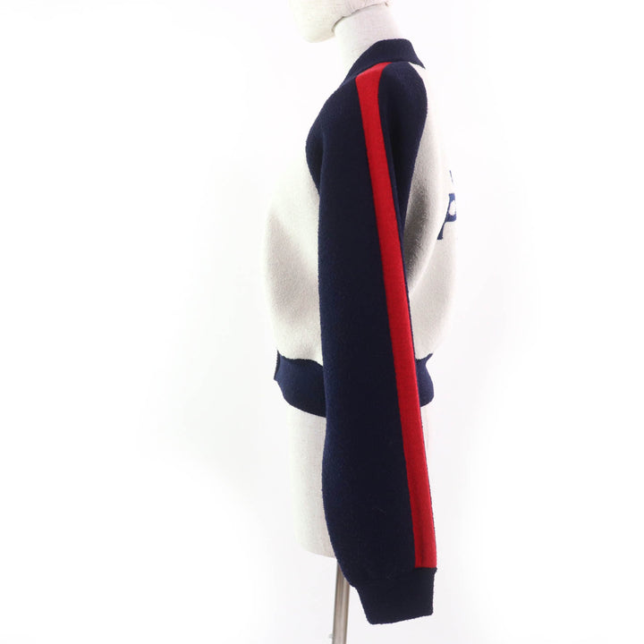 極美品☆Christian Dior クリスチャンディオール 144V50AM350 JA DIOR PARIS クロップド丈 ボンバージャケット ネイビー 44 正規品