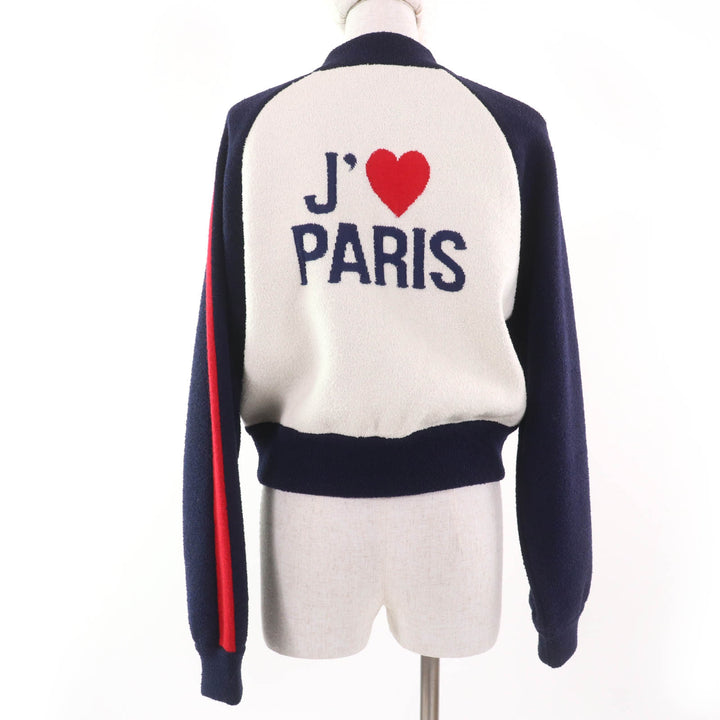 極美品☆Christian Dior クリスチャンディオール 144V50AM350 JA DIOR PARIS クロップド丈 ボンバージャケット ネイビー 44 正規品