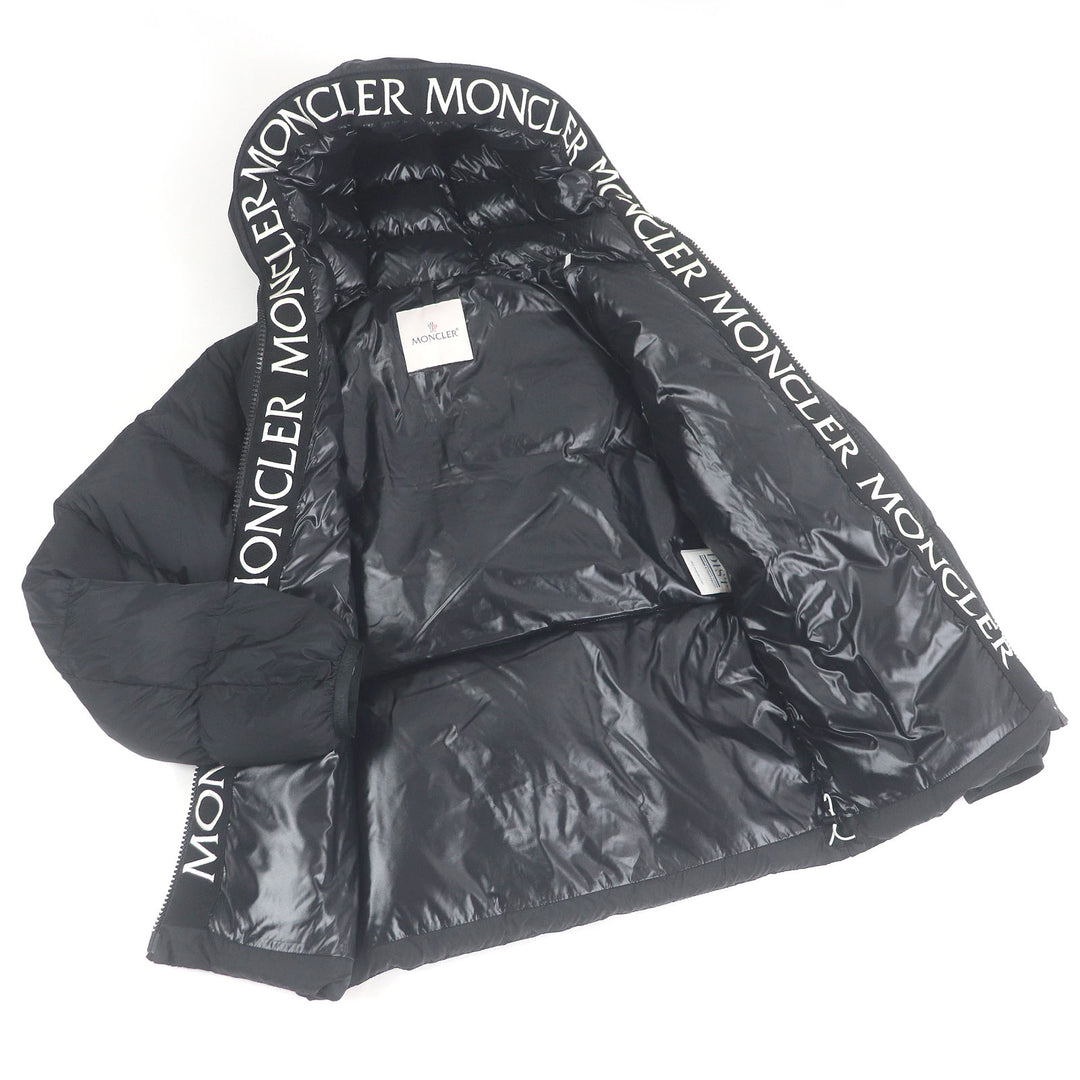 美品□MONCLER モンクレール 2021年製 MONTCLA モンクラ ロゴ刺繍 フーデッド WZIP ダウンジャケット ブラック 0 正規品 メンズオススメ