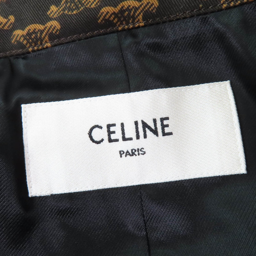 極美品☆CELINE セリーヌ 2M398267M トリオンフ柄 トレンチコート ブラウン 40 ハンガー・ガーメント付き フランス製 正規品 レディース