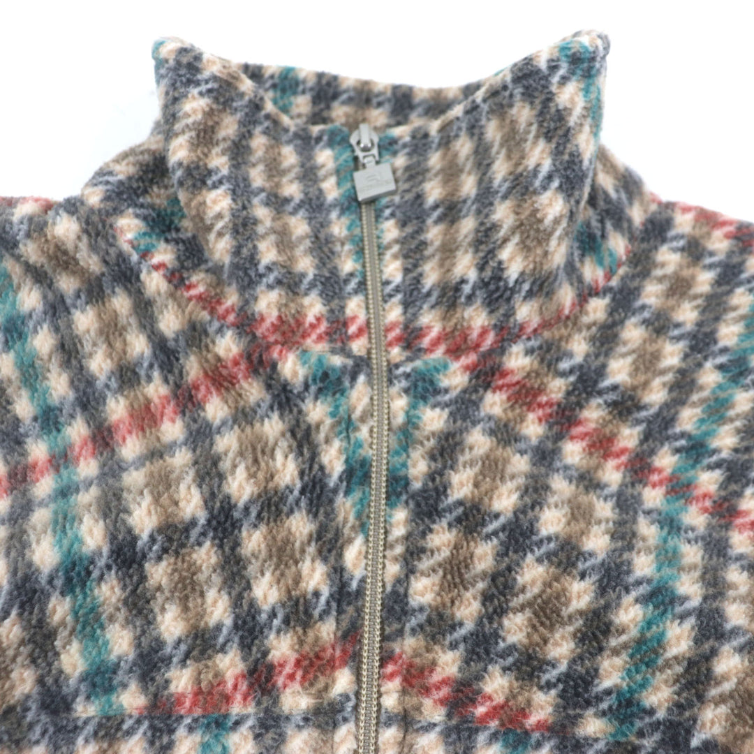 美品▼バレンシアガ ワードローブ 21AW 675648 TRACKSUIT JAKET スポーティB チェック柄 ロゴ刺繍 ZIPUP フリースジャケット 46 正規品