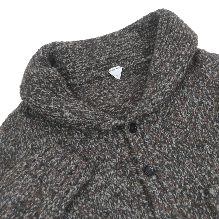 極美品□BOTTEGAVENETA ボッテガヴェネタ 23AW 761631 アルパカ混 ショールカラー ニットカーディガン ブラウン系 M イタリア製 正規品