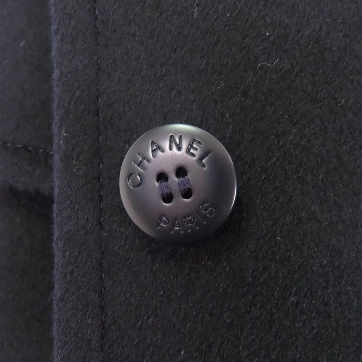 極美品★CHANEL シャネル 98A P12245 カシミヤ100％ ココマークボタン付 ジャケット ダークネイビー 38 フランス製 正規品 レディース