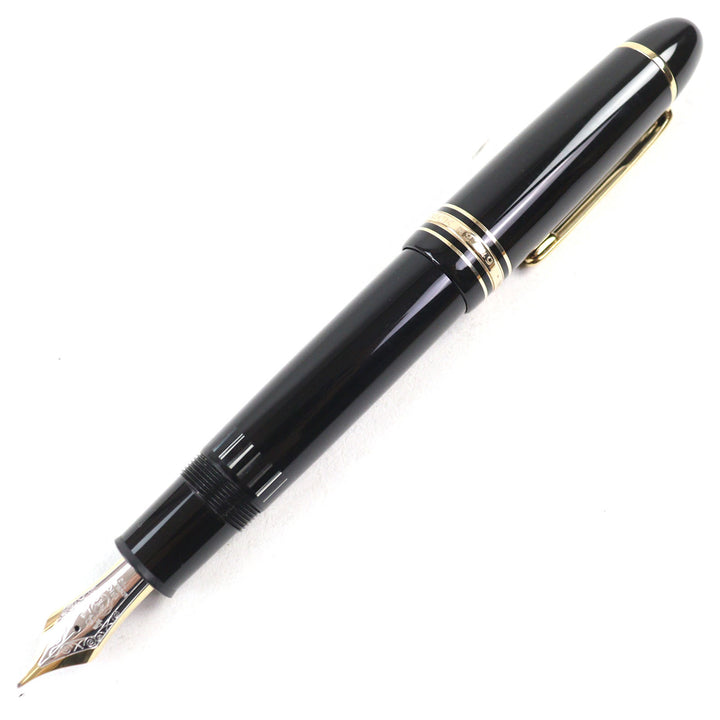 極美品○MONTBLANC モンブラン マイスターシュテュック 149 18K Mニブ ホワイトスター ロゴ刻印 キャップ式 万年筆 ブラック ゴールド