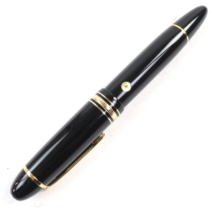 極美品○MONTBLANC モンブラン マイスターシュテュック 149 18K Mニブ ホワイトスター ロゴ刻印 キャップ式 万年筆 ブラック ゴールド
